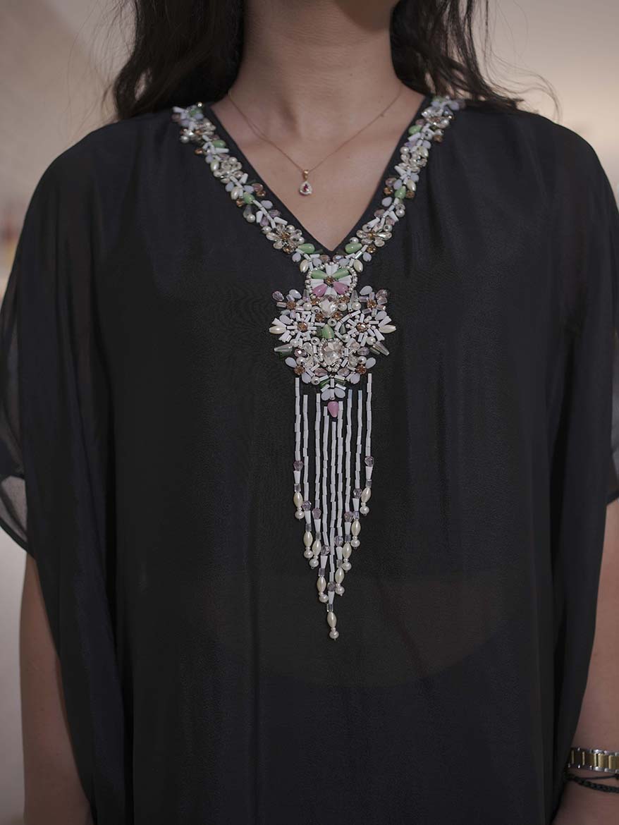 Black Kaftan Set in Premium Crepe