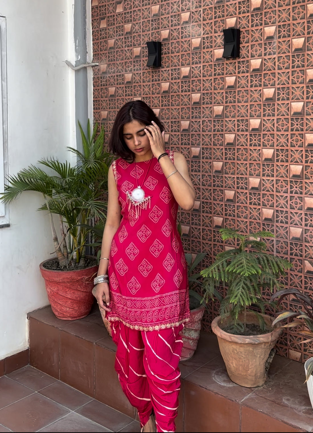 Maroon Dhoti Style Cord Set in Premium Crepe