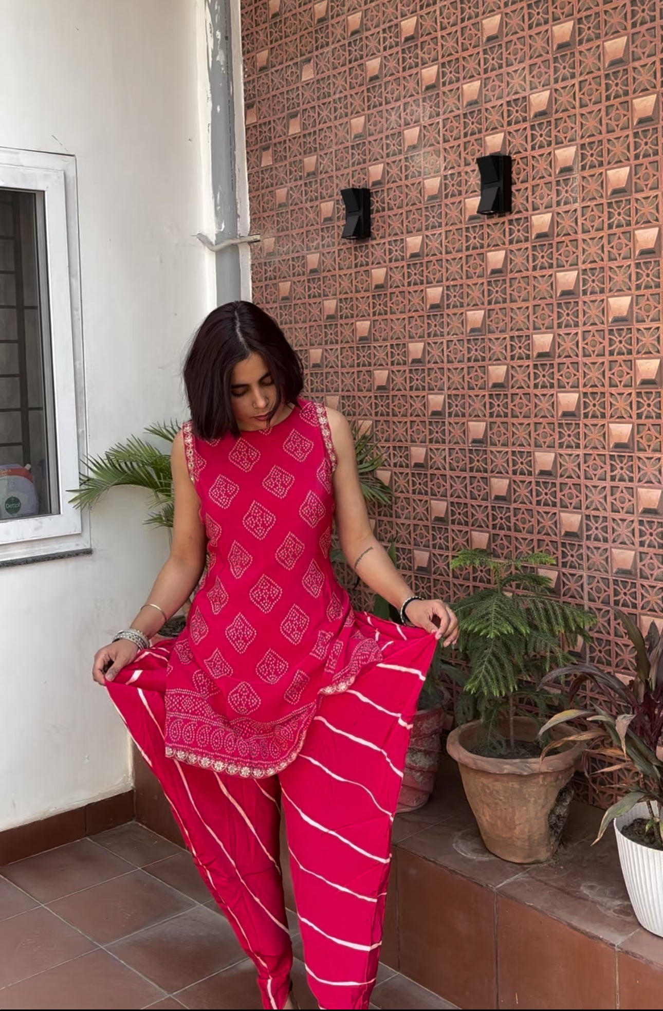 Maroon Dhoti Style Cord Set in Premium Crepe
