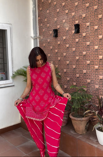 Maroon Dhoti Style Cord Set in Premium Crepe