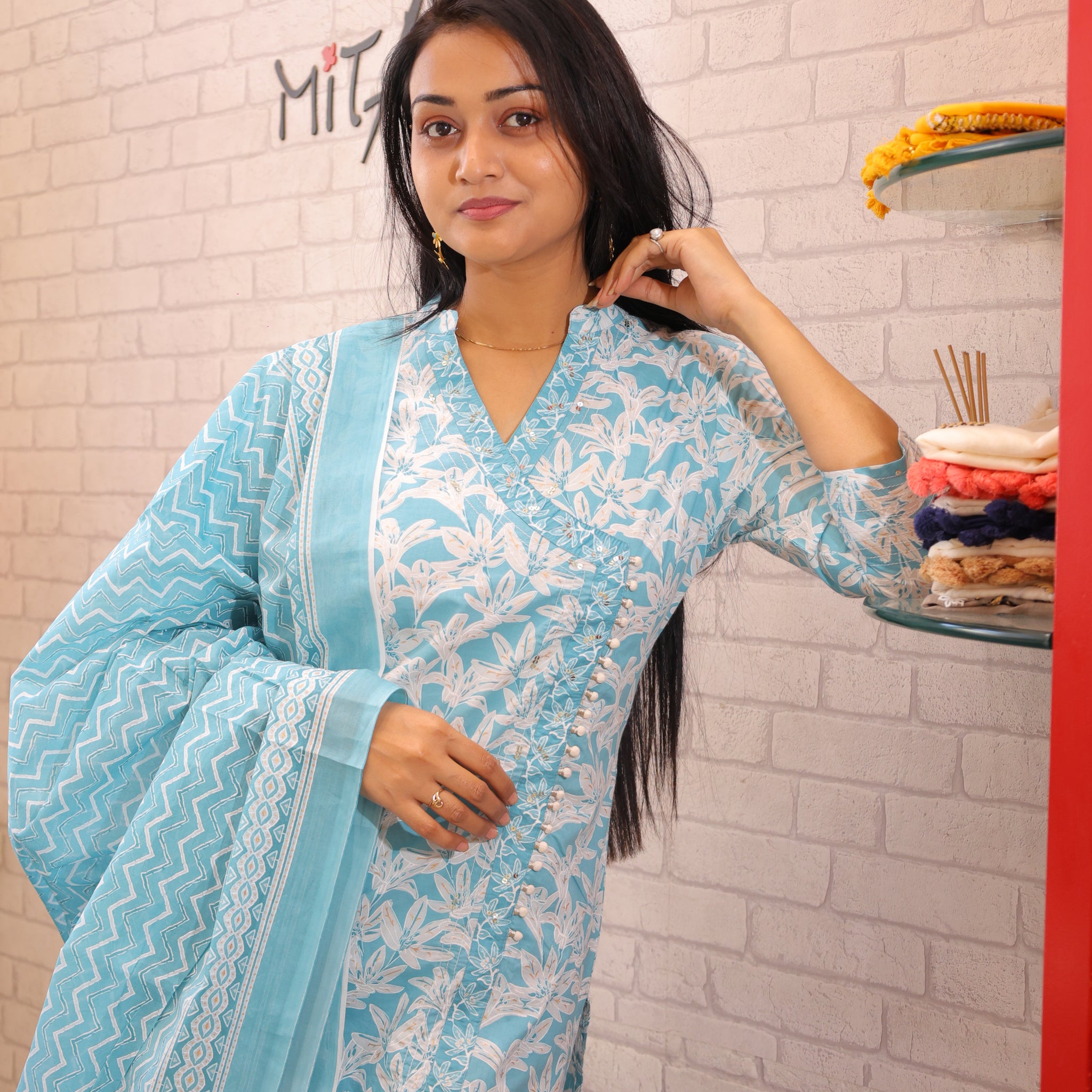 Cotton Suit with Angrakha Design