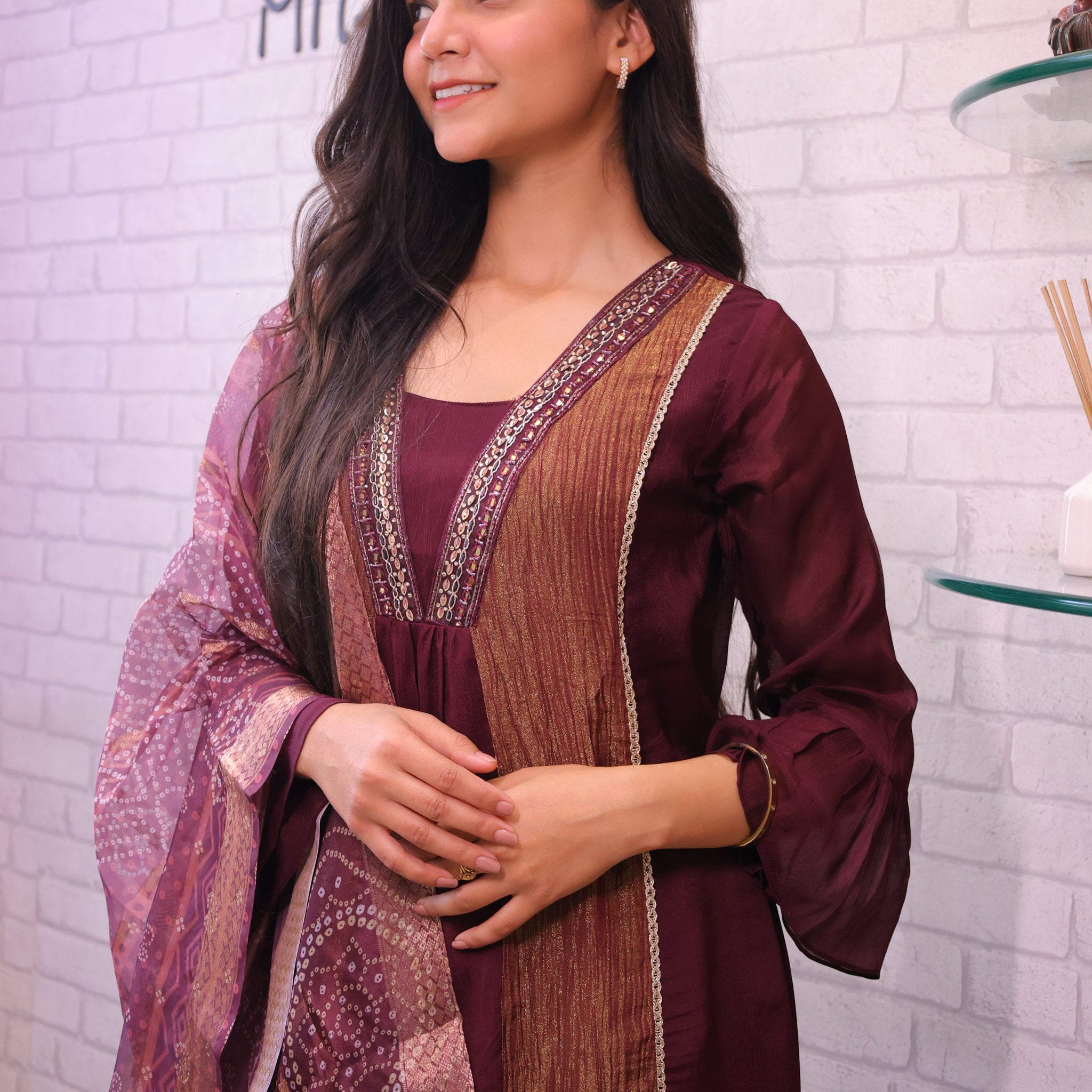Party Wear Tissue Fabric Suit