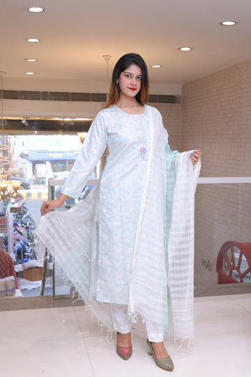 Pure Cotton Embroidered Suit
